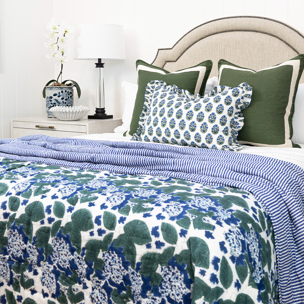 Hydrangea Blue & Stripe Quilt
