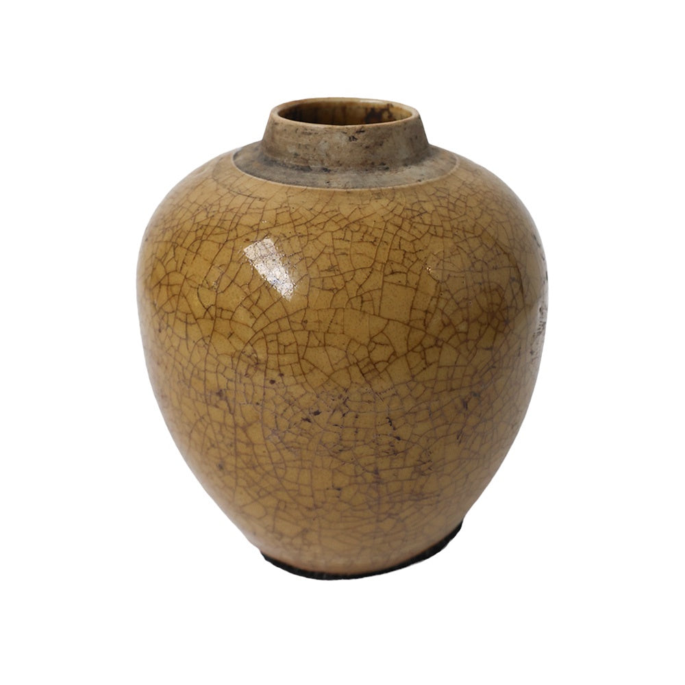 Butter Yellow Crackled Vase Small Highgate House