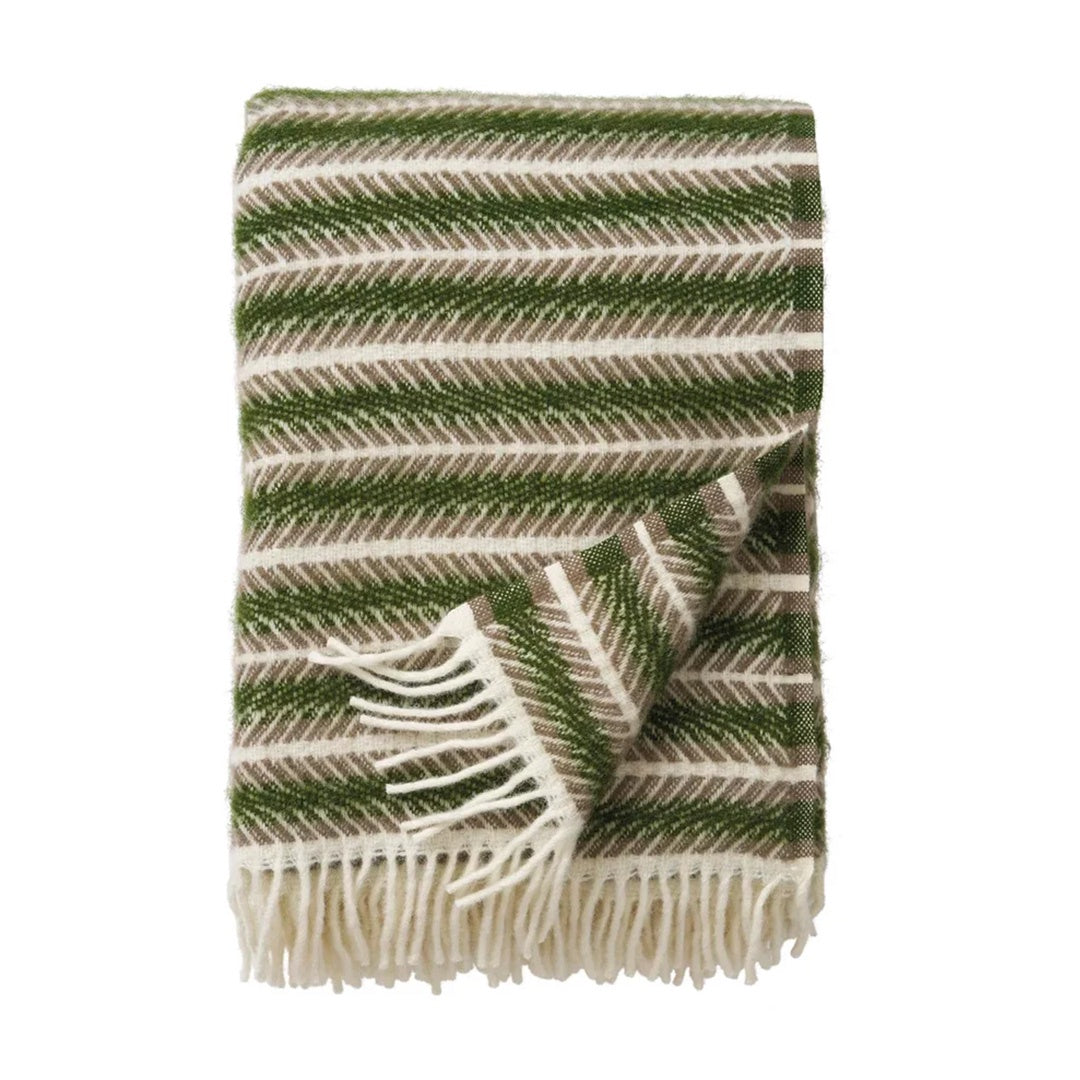 Green & Beige Striped Throw