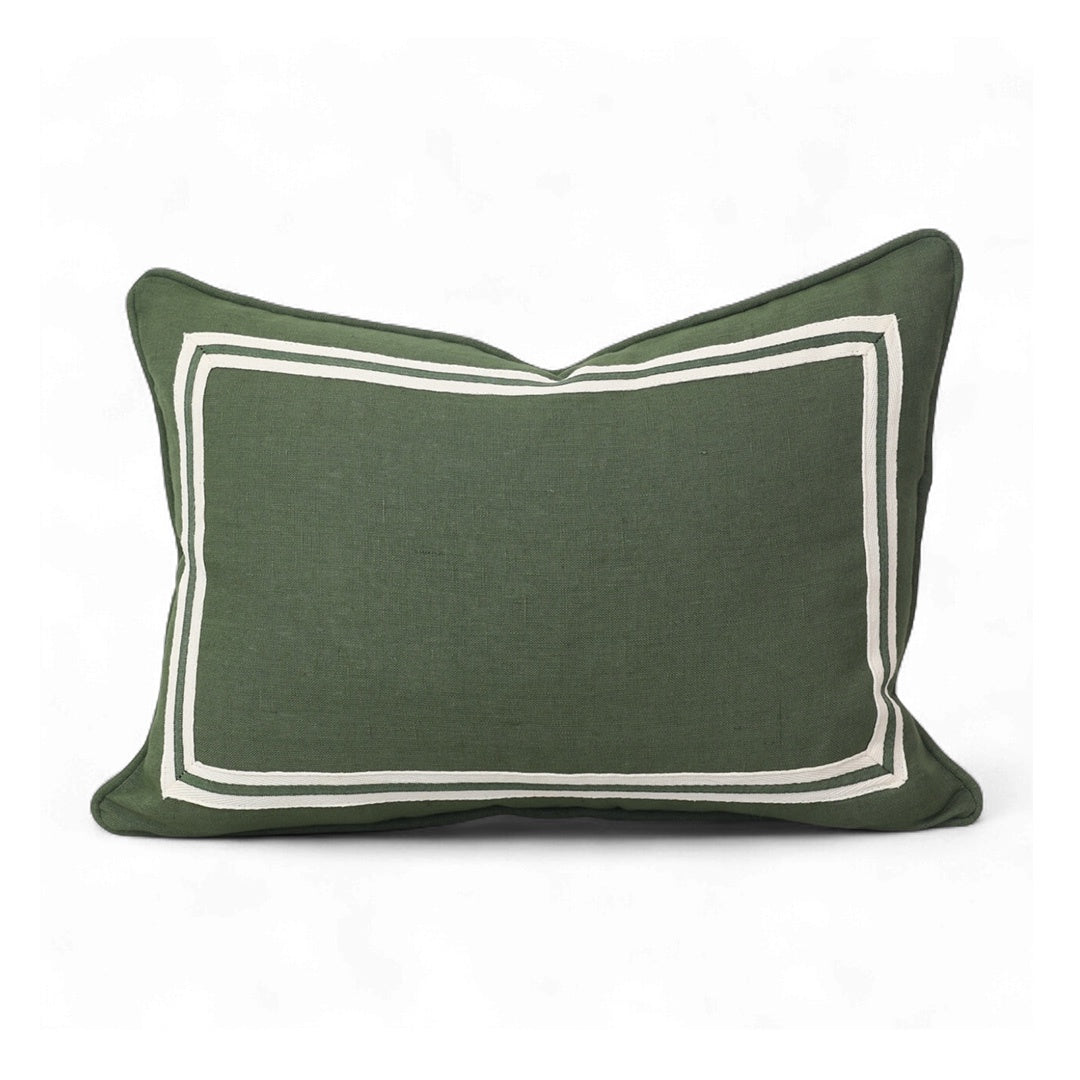 Imperfect - Green Rect Border Cushion