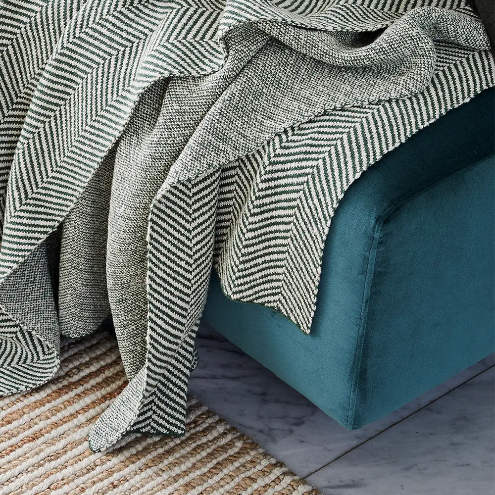 Herringbone Throw Jungle Green Highgate House
