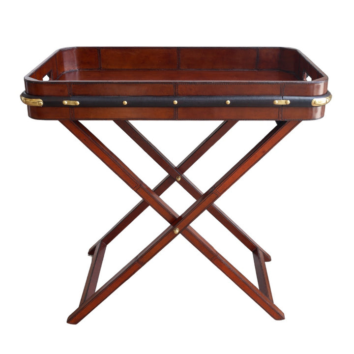 Leather Butlers Tray and Stand