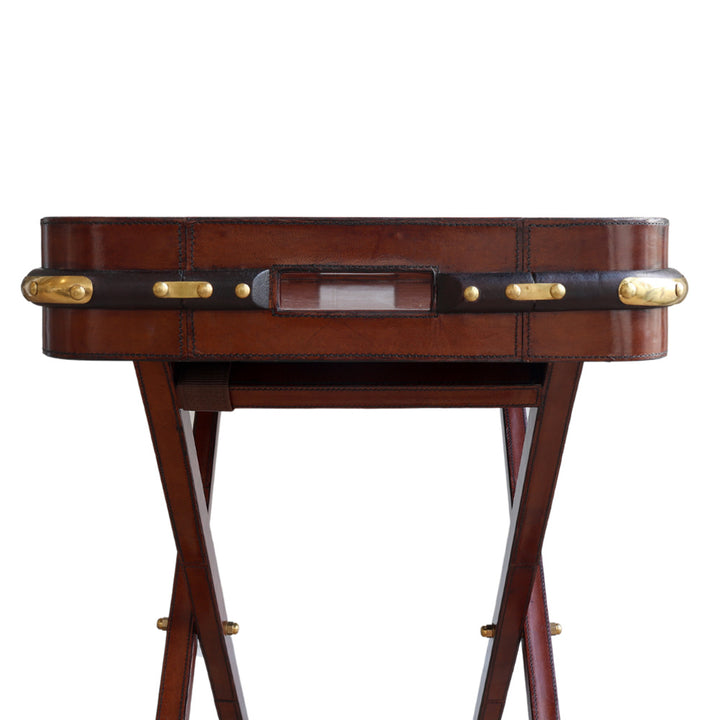 Leather Butlers Tray and Stand