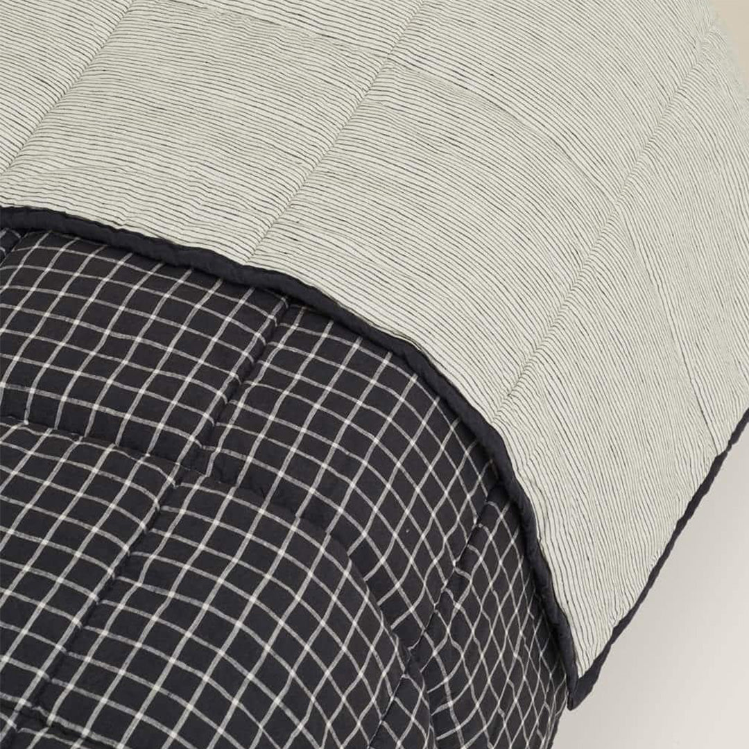 Navy Check Quilted Bedspread