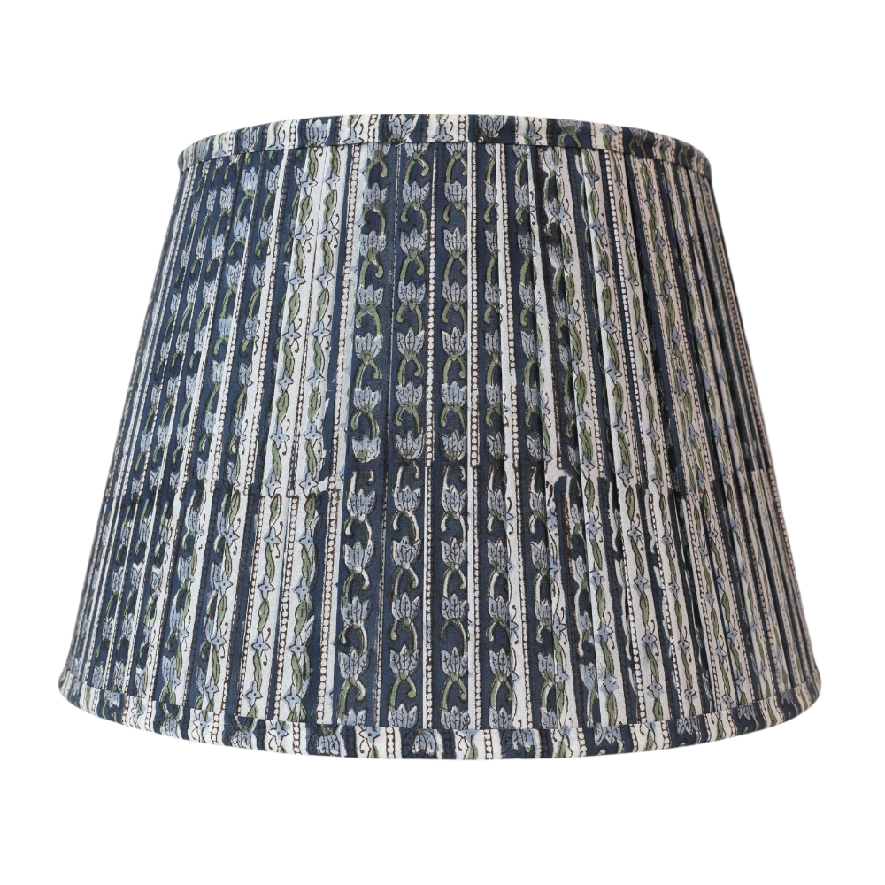 Navy Floral Stripe Gathered Shade M