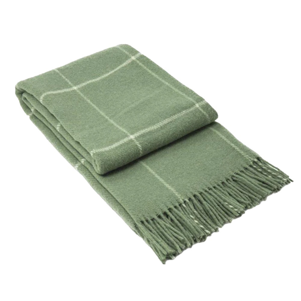 Sage Fine Check Wool Throw