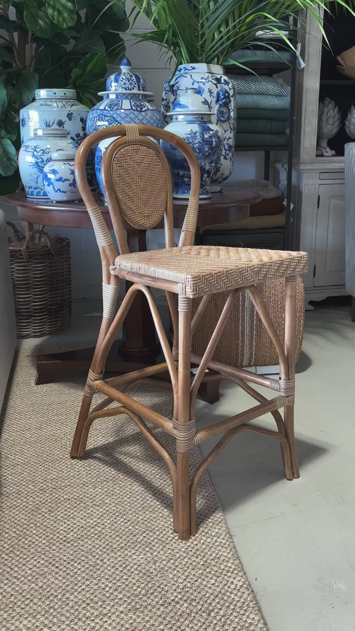 Colonial Rattan Bar Stool