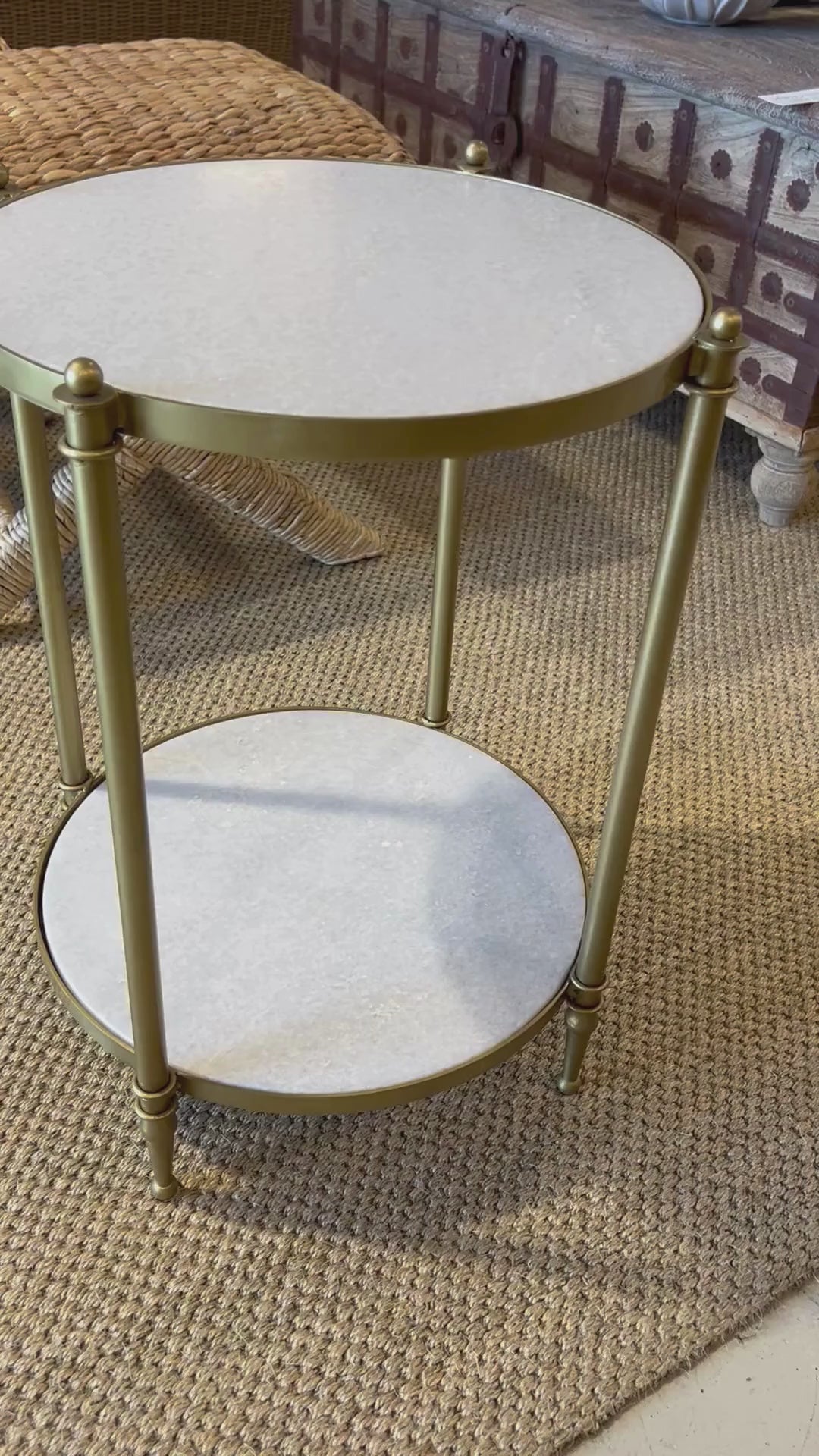 Brushed Gold & Marble Side Table