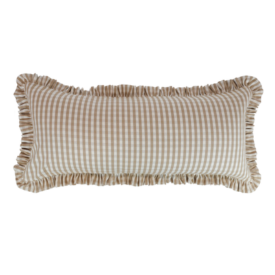 Mocha Check Ruffled Lumbar Cushion