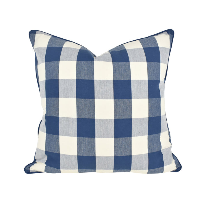 Navy Buffalo Check Cushion