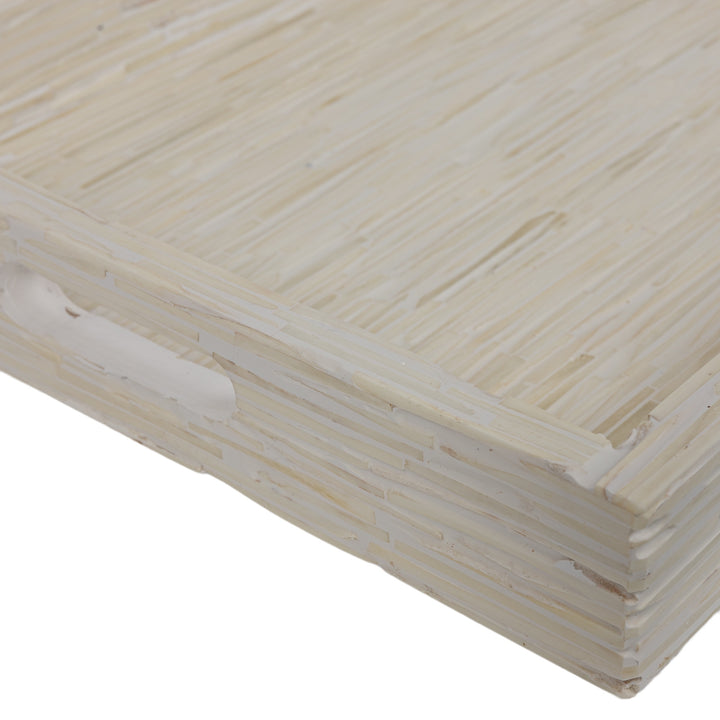 White and Ivory Carved Bone Tray Large