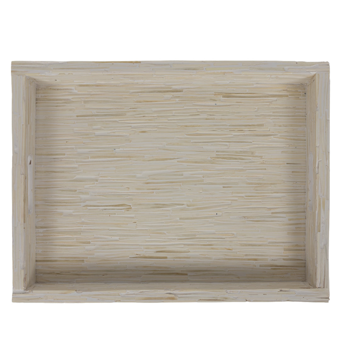 White and Ivory Carved Bone Tray Large