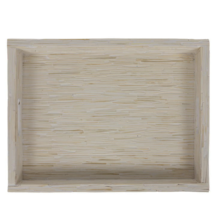 White and Ivory Carved Bone Tray Large
