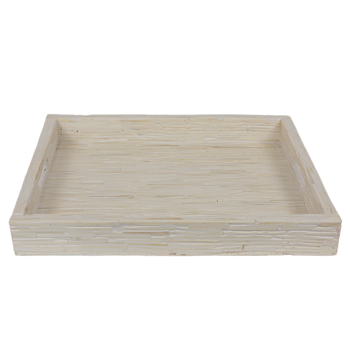White and Ivory Carved Bone Tray Large