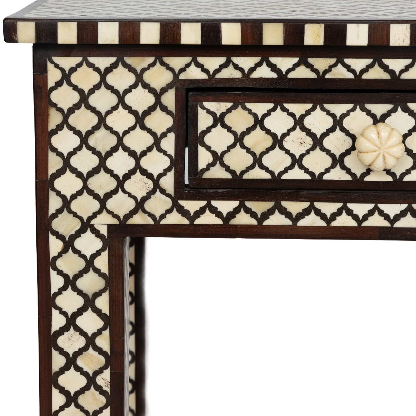 Wood and Bone Inlay Console Table