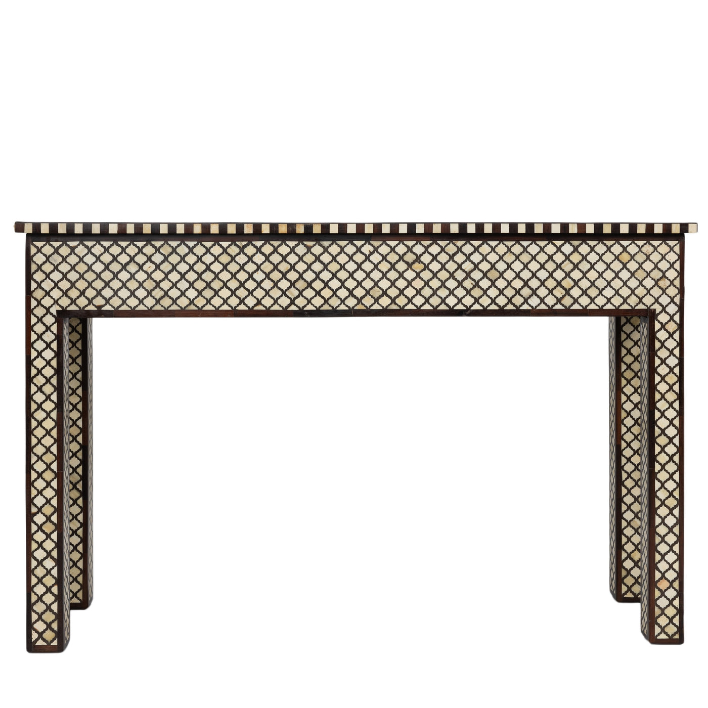 Wood and Bone Inlay Console Table