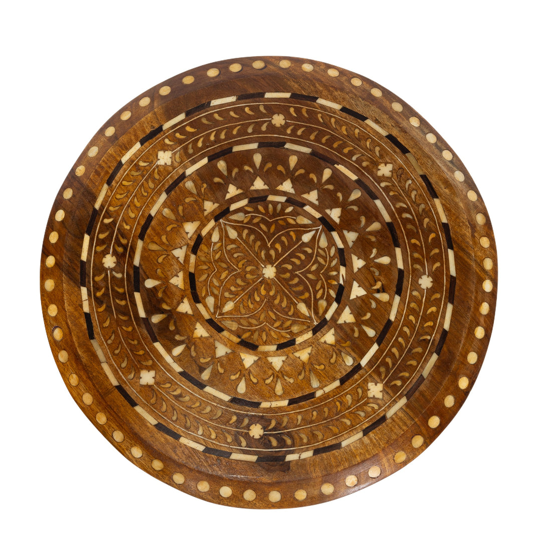 Teak and Bone Inlay Round Table