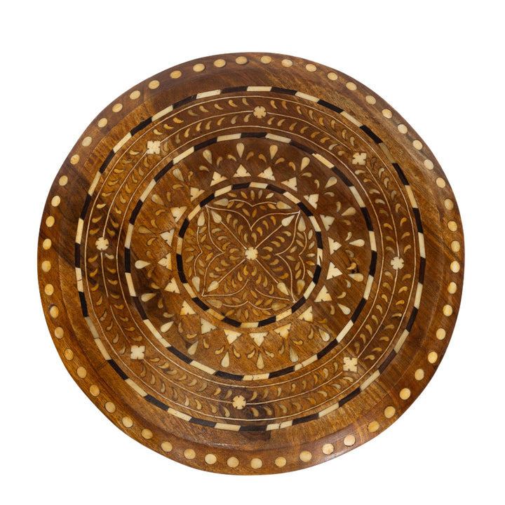Teak and Bone Inlay Round Table