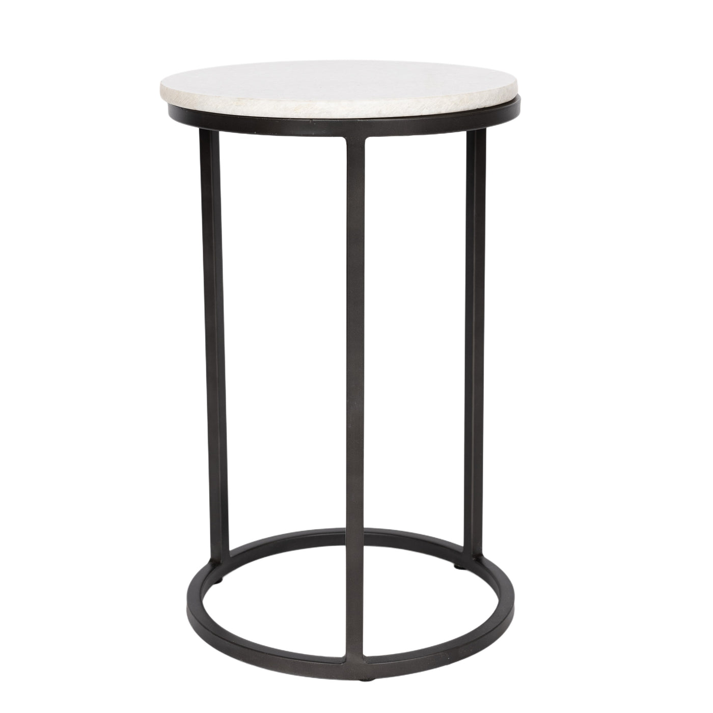 Iron And Marble Round Side Table