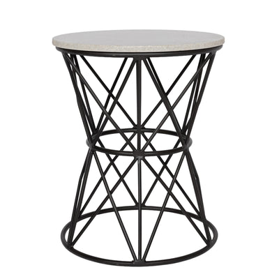 Iron And Marble Trellis Side Table
