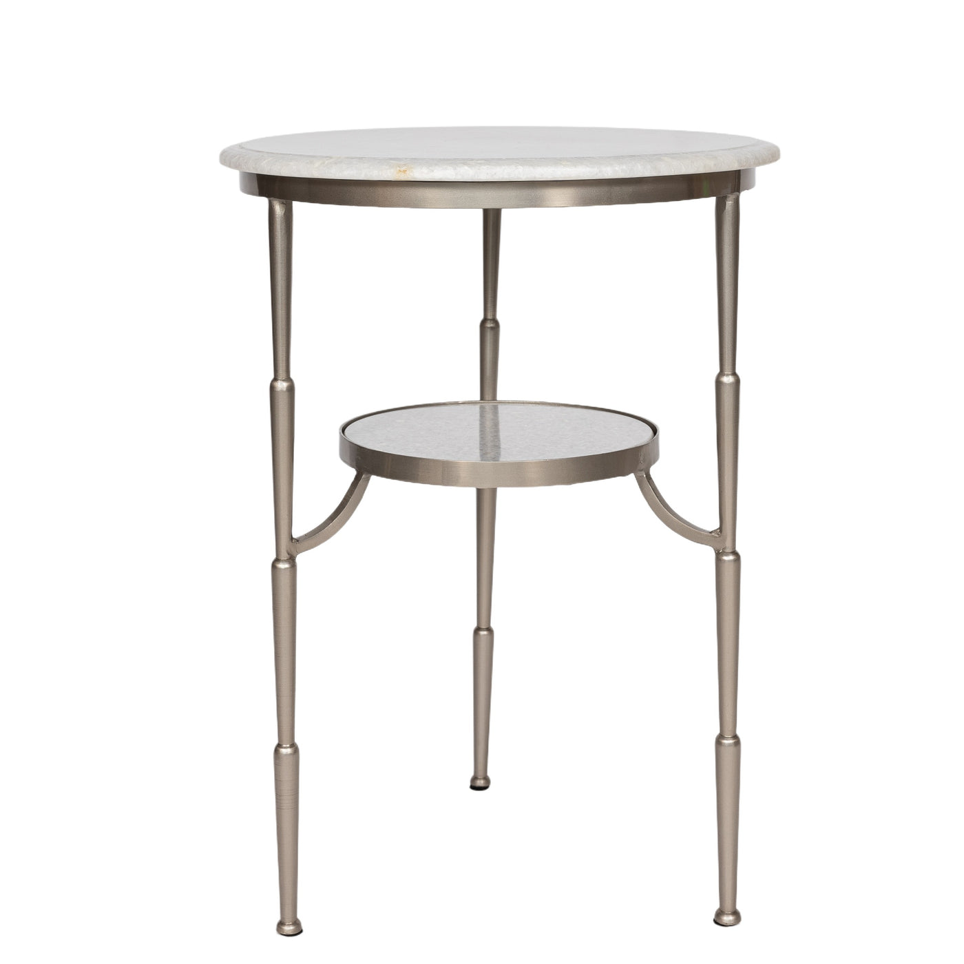 Silver And Marble Accent Table