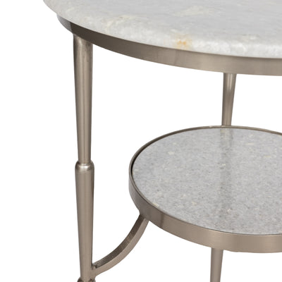 Silver And Marble Accent Table