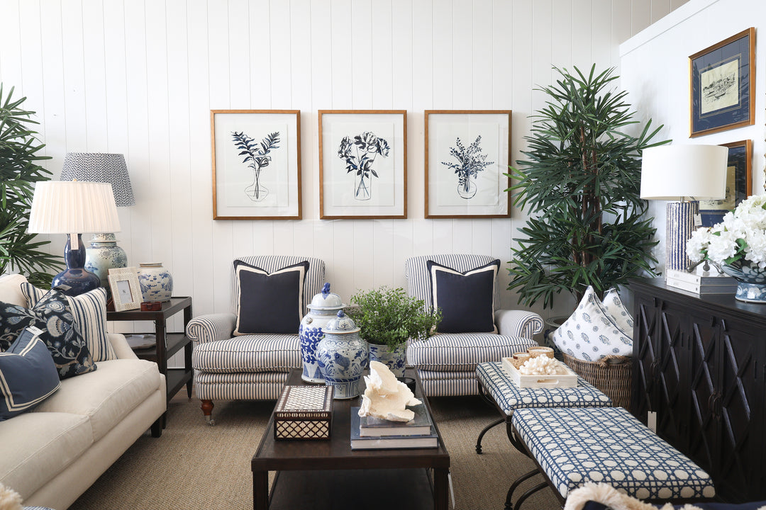 Indigo Paradise Bird & Floral Cushion