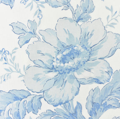 Close up image of floral pattern with soft blue tones