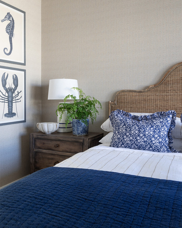 Amara Scalloped Bedhead - Mud Grey