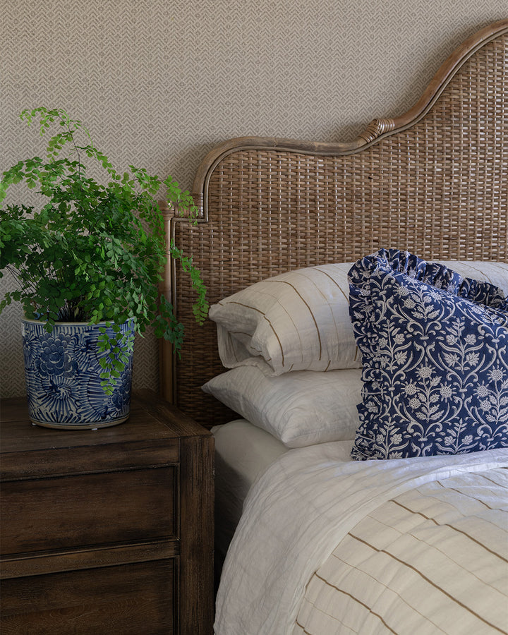 Amara Scalloped Bedhead - Mud Grey