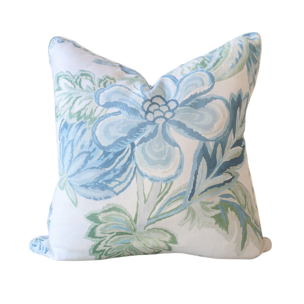 Aqua Augustine Floral Cushion