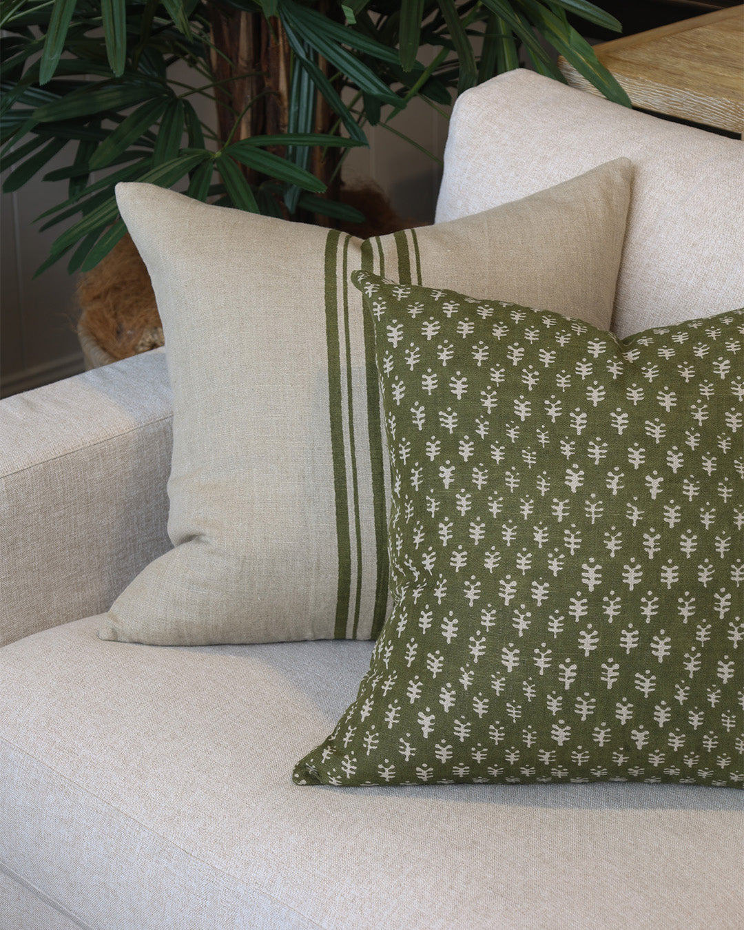 Mila Green Stripe Cushion