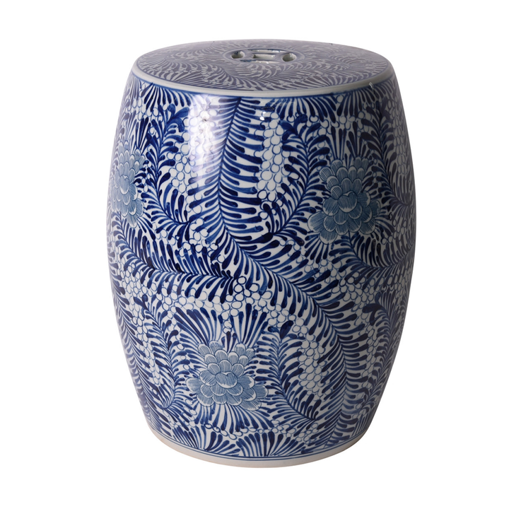 B&W Blooming Flowers Garden Stool