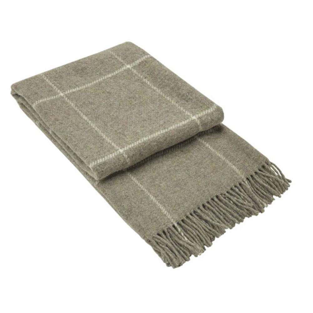 Beige Fine Check Wool Throw