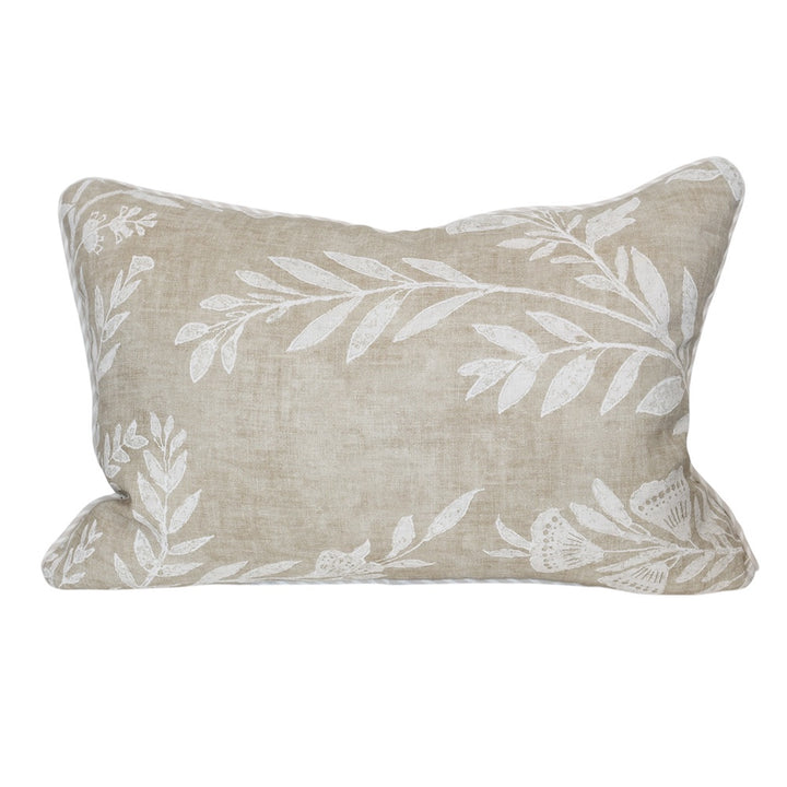 Beige Wildflower Lumbar Cushion
