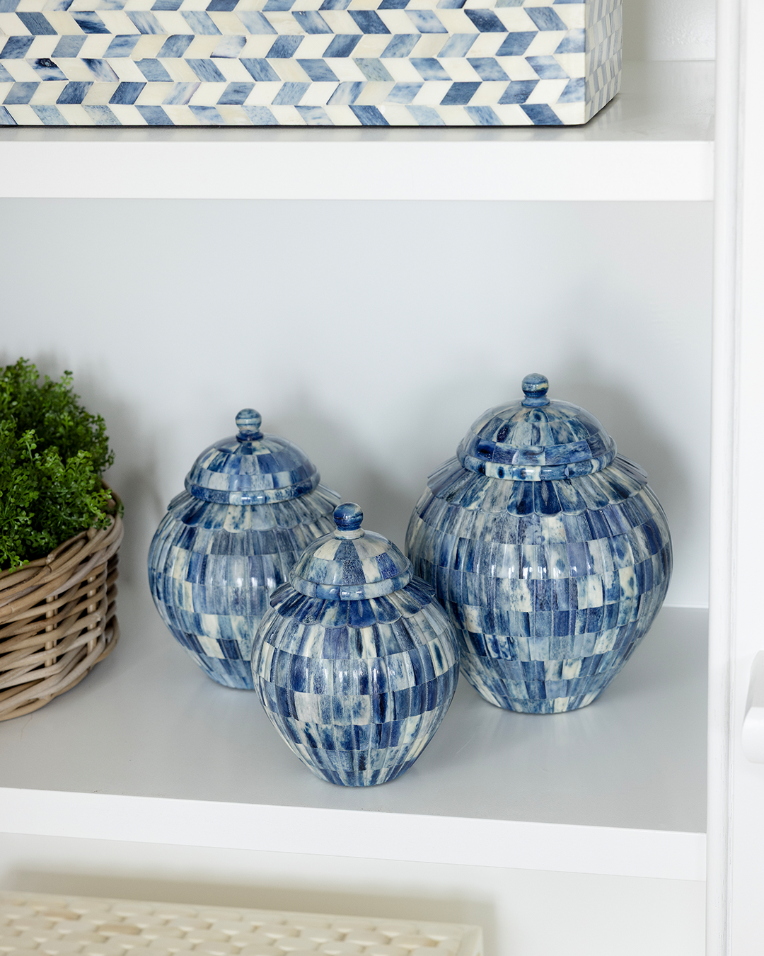 Blue Bone Carved Jar M