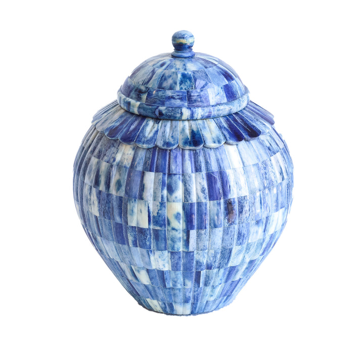 Blue Bone Carved Jar L
