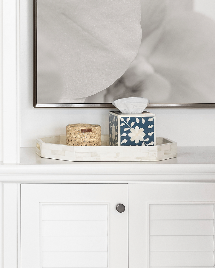 Blue & Bone Square Tissue Box