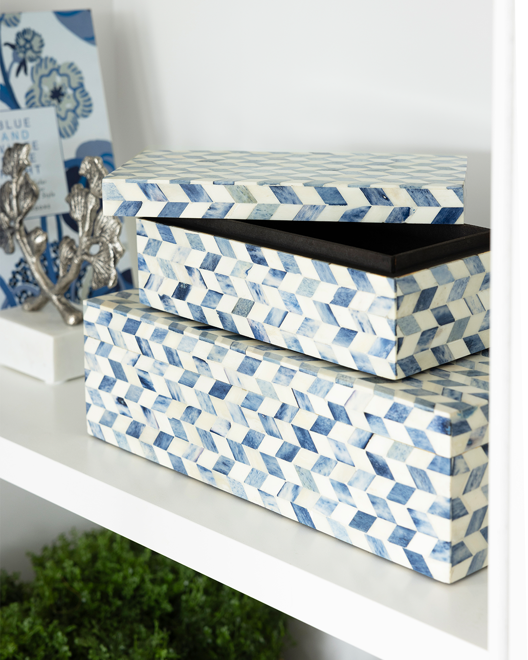 Blue Diamonds Bone Box