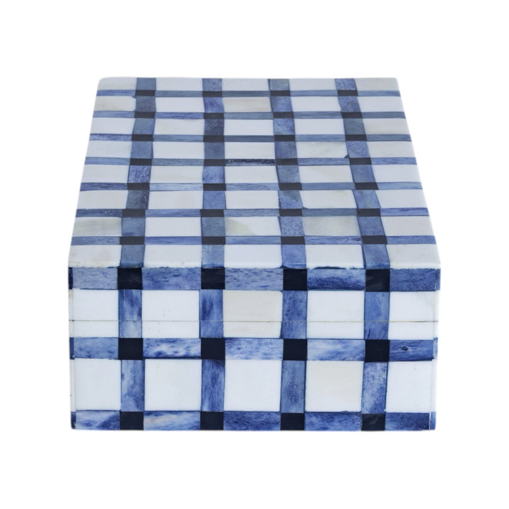 Blue Gingham Bone Box