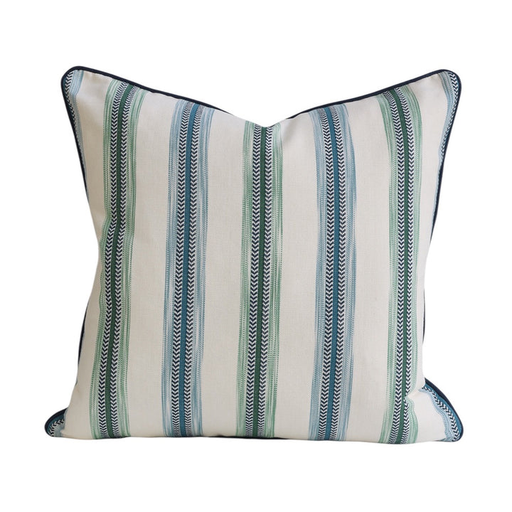 Blue & Green Herringbone Stripe Cushion