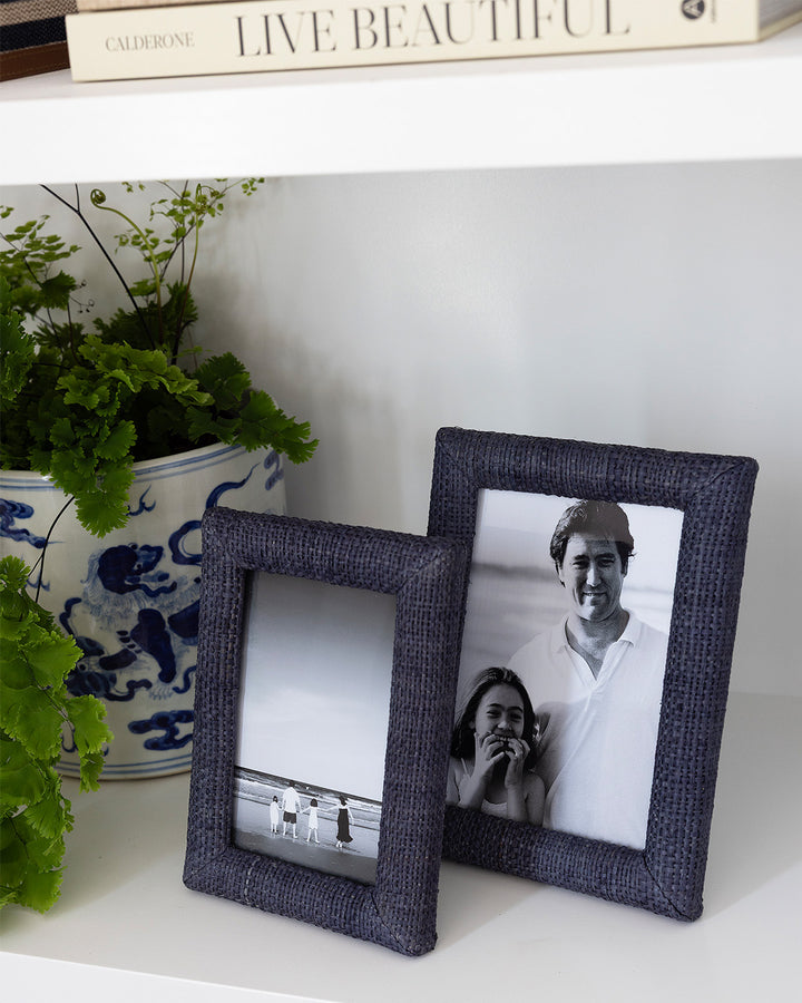 Blue Raffia Photo Frame