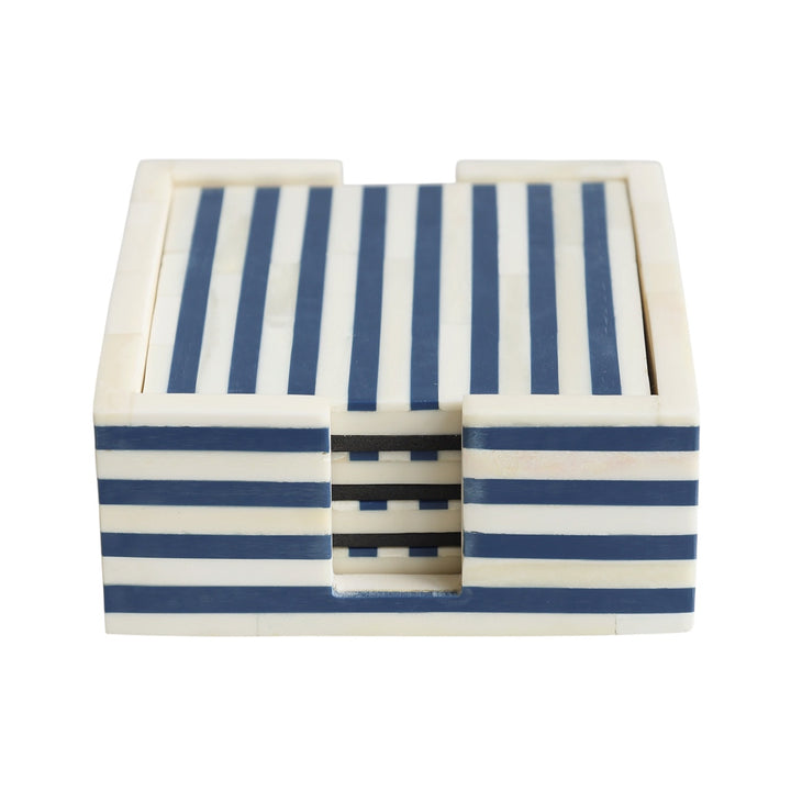 Navy & Bone Striped Coasters