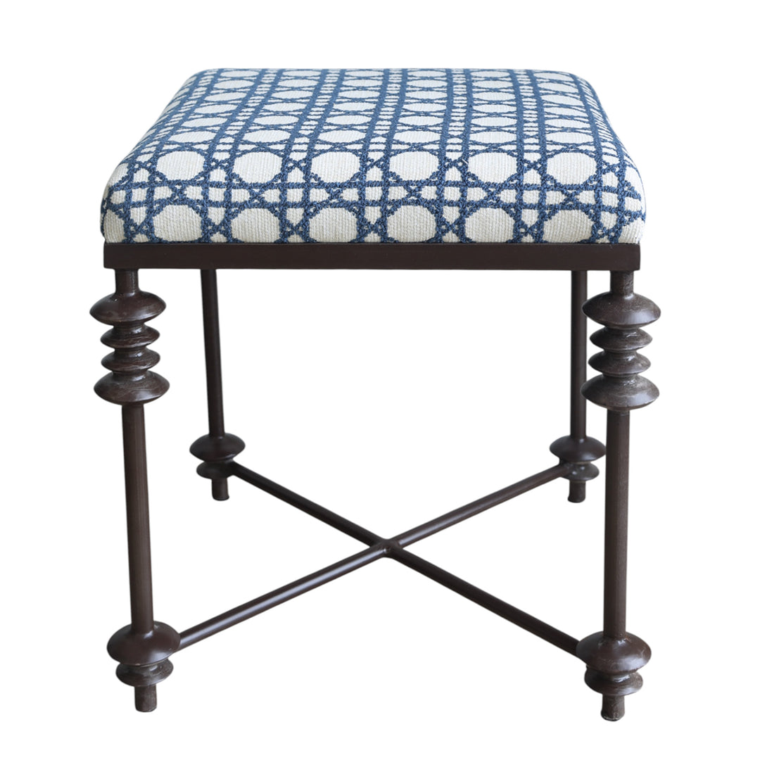 Blue Trellis Square Ottoman