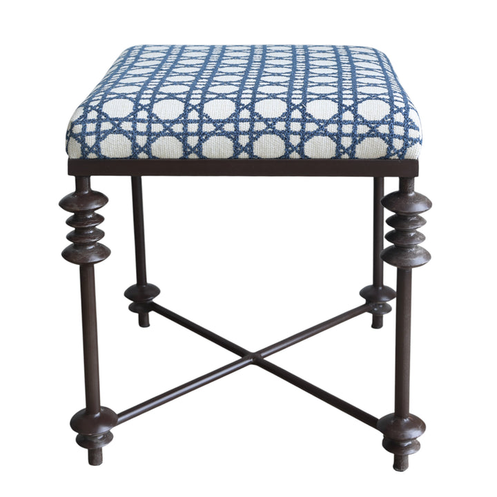 Blue Trellis Square Ottoman