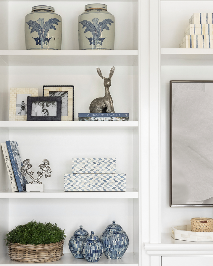 Blue & White Palm Leaf Tea Jar