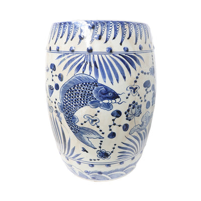 Blue & White Big Fish Stool