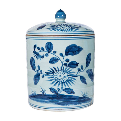 Blue & White Floral Tea Jar 1