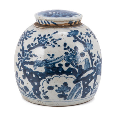 Blue & White Lily Pad Ming Jar Sm