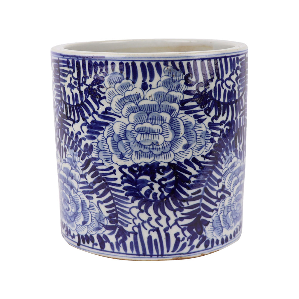 Blue & White Blooming Flower Pot